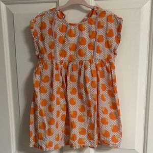 Pink Chicken Orange Patterned Kids Dress